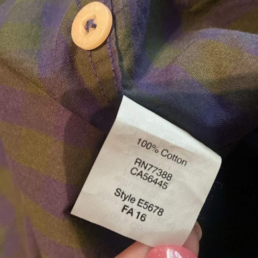 J. Crew Men's Blue and green check button down Shirt size large